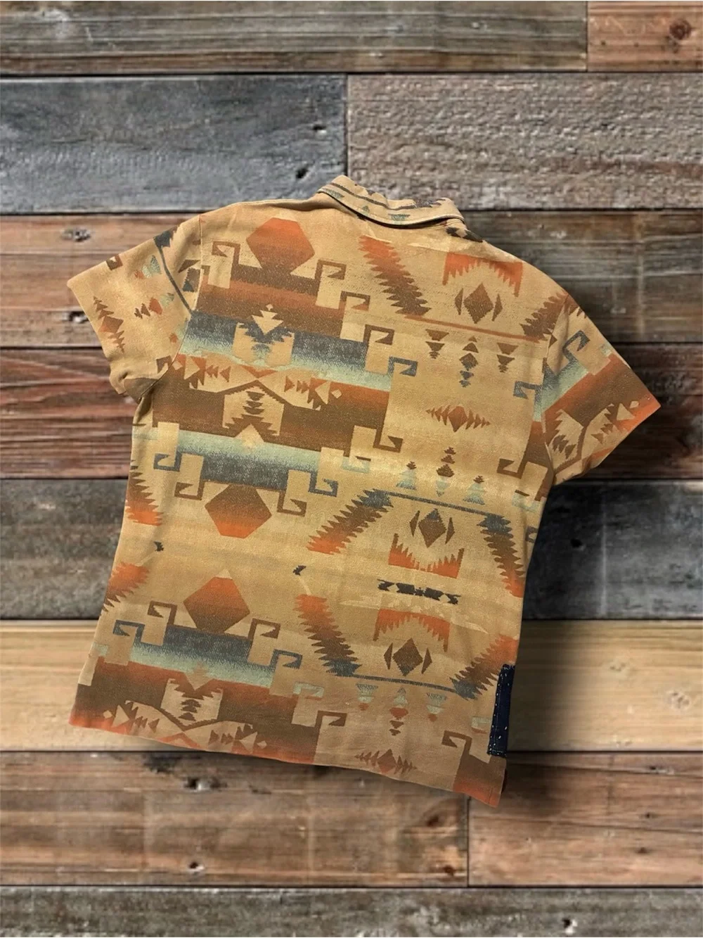 VTG. 90’s POLO RALPH LAUREN DISTRESSED/ REPAIRED WESTERN POLO SHIRT- LARGE